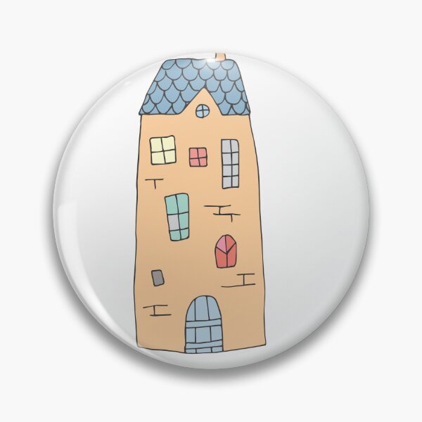 Item preview, Colorful Orange House with Blue Roof designed and sold by PrancingPumpkin.