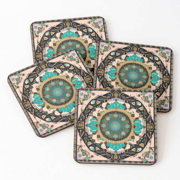 Item preview, Cyan and pink Persian tapestry  designed and sold by Roxburylane.