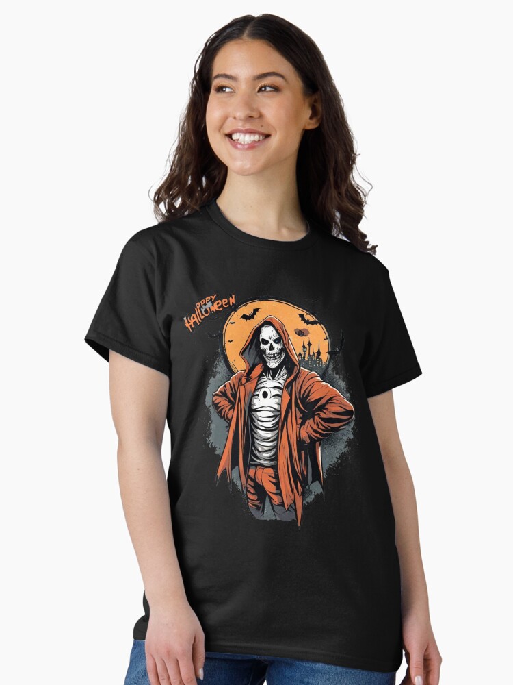 Thumbnail 1 of 7, Classic T-Shirt, Cool skeleton with Halloween vibes designed and sold by Coollzone.
