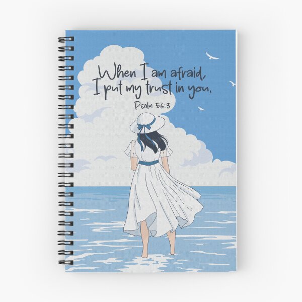 Item preview, "When I am afraid, I put my trust in you." Psalm 56:3 (Girl and Ocean) designed and sold by Paper Bee Gift Shop.