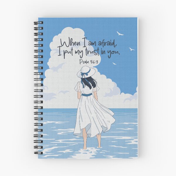 Item preview, "When I am afraid, I put my trust in you." Psalm 56:3 (Girl and Ocean) designed and sold by Paper Bee Gift Shop.