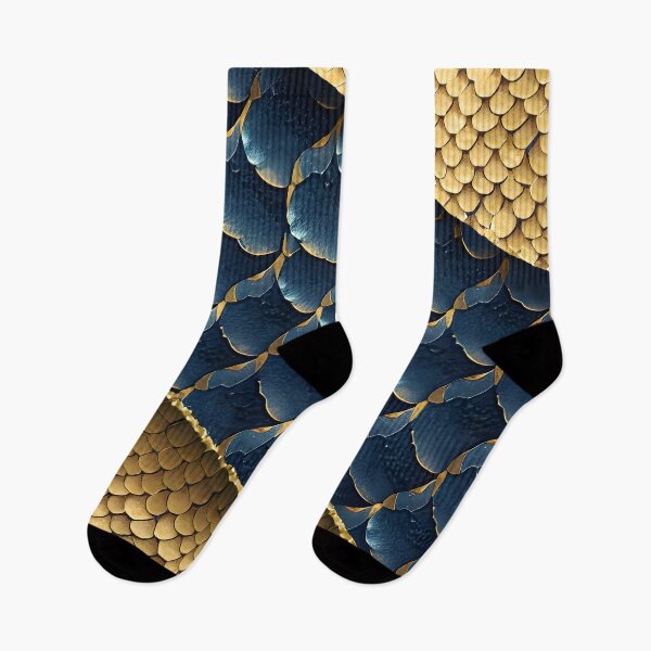 Item preview, Mermaid Fin Fish Scales, Dark Navy Blue, Gold designed and sold by Golden-Feathers.