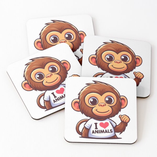 Item preview, Cute little monkey with an I love animals t-shirt, ideal for a gift designed and sold by Tandilia Store.