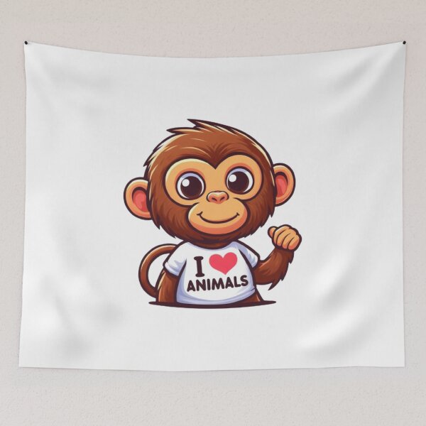 Item preview, Cute little monkey with an I love animals t-shirt, ideal for a gift designed and sold by Tandilia Store.