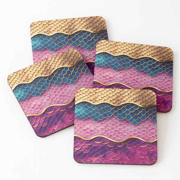 Item preview, Mermaid Fin Fish Scales, Dark Blue, Pink, Purple, Magenta, Gold designed and sold by Golden-Feathers.