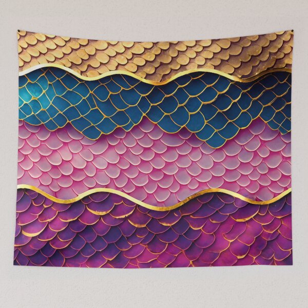 Item preview, Mermaid Fin Fish Scales, Dark Blue, Pink, Purple, Magenta, Gold designed and sold by Golden-Feathers.