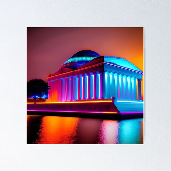 Item preview, Cyber Neon Jefferson Memorial designed and sold by GrumpyMrGrouper.