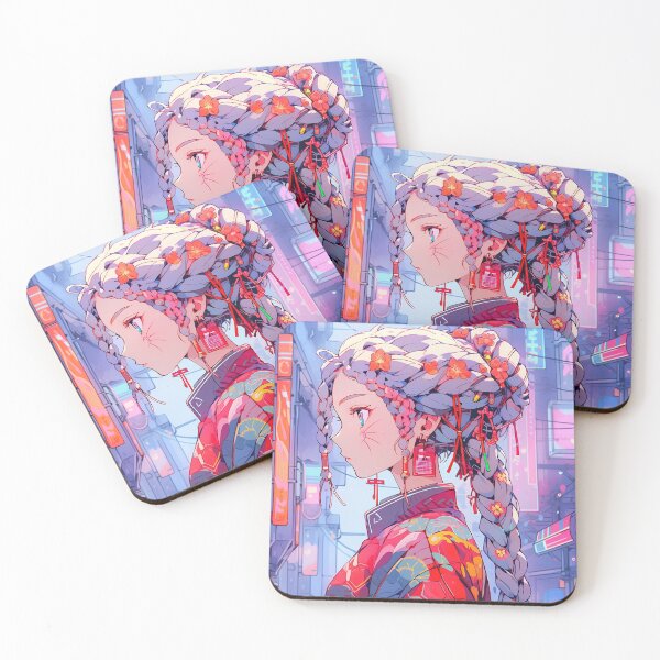 Item preview, Cute Urban Floral Braid and Kimono Anime Girl designed and sold by bubblegoth.