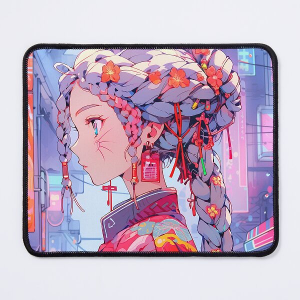 Item preview, Cute Urban Floral Braid and Kimono Anime Girl designed and sold by bubblegoth.