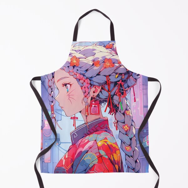 Item preview, Cute Urban Floral Braid and Kimono Anime Girl designed and sold by bubblegoth.