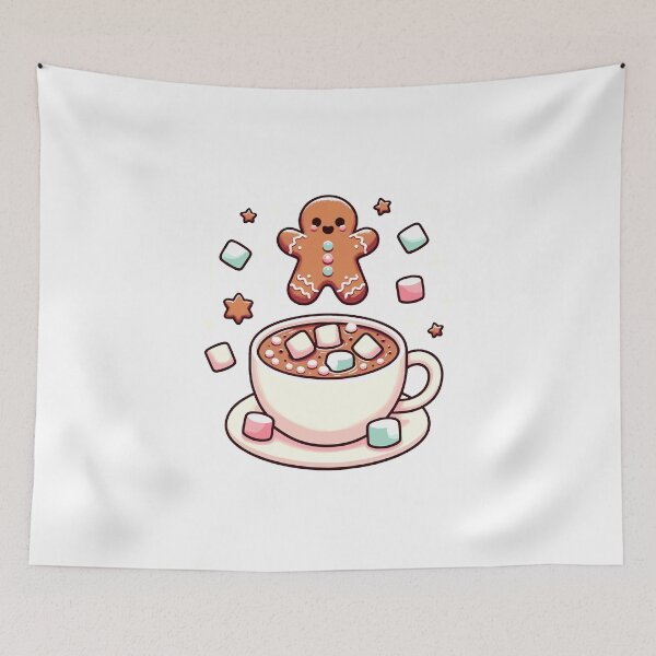 Item preview, cute gingerbread cookies and hot chocolate designed and sold by FerdiEverywhere.
