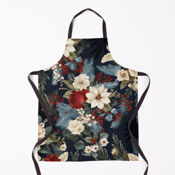 Item preview, Elegant Navy Christmas Print with Golden Poinsettia Flowers designed and sold by AgathaZolastore.