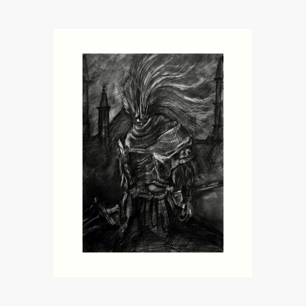 SOULSTOBER ORIGINAL ART 2020 Nameless King appr. A5, 8 x 6 inches, black & white drawing