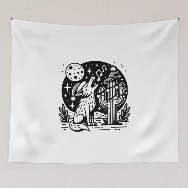 Item preview, Desert Caroler - Festive Coyote Singing Under Starry Skies designed and sold by lalimtiffinyus.