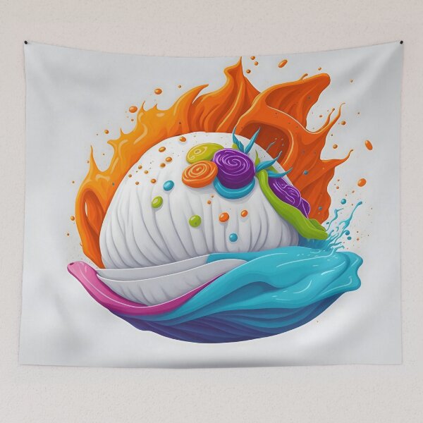 Item preview, "Vibrant Vector Art: Stuffed Steamed Bun Splashed with Colors on a Clean White Background" designed and sold by Best-Art-32.