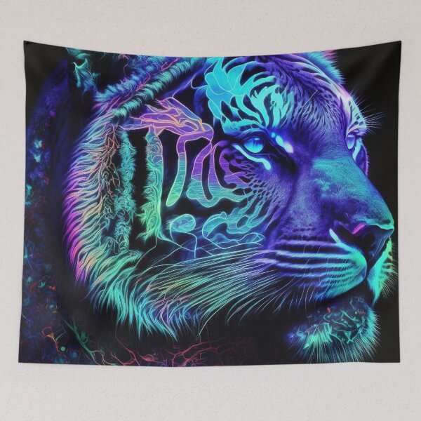 Item preview, Fluorescent Tiger - Neon Glow Animal Art designed and sold by PaintLabs.