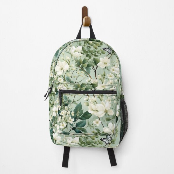 Item preview, White flowers on green background designed and sold by tivaslove.