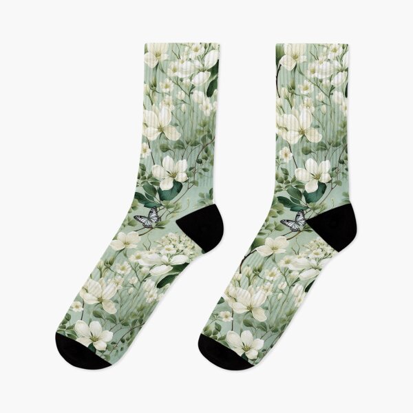 Item preview, White flowers on green background designed and sold by tivaslove.