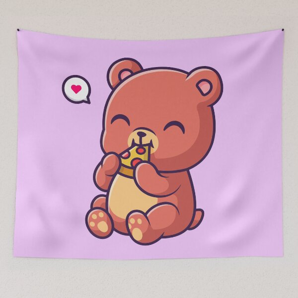 Item preview,  Cute Bear Eating Pizza - Cartoon Vector Icon designed and sold by hjian8219.