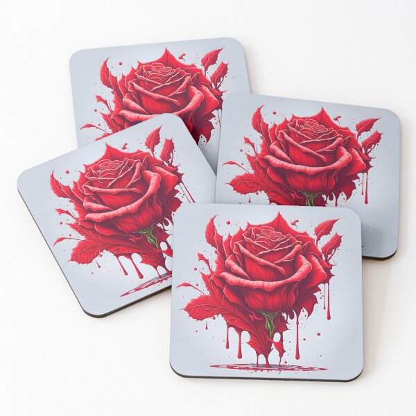 Item preview, "Vibrant Vector Art: Rose Blossom Amidst Fluorescent Red Splashes on a Clean White Canvas" designed and sold by Best-Art-32.