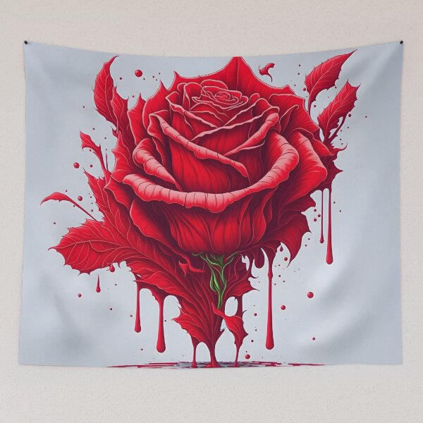 Item preview, "Vibrant Vector Art: Rose Blossom Amidst Fluorescent Red Splashes on a Clean White Canvas" designed and sold by Best-Art-32.