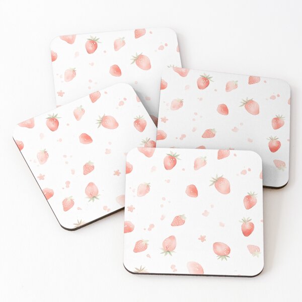 Item preview, Watercolor Minimal Strawberry Seamless Pattern, White background designed and sold by exitbird.