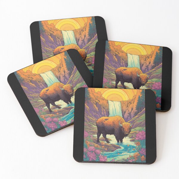 Item preview, Buffalo Drinking Water By The Waterfall designed and sold by CamilleNorris.