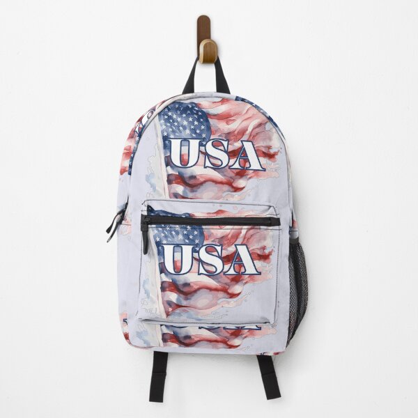 Item preview, USA with watercolor American flag background designed and sold by AmericaFreedom.