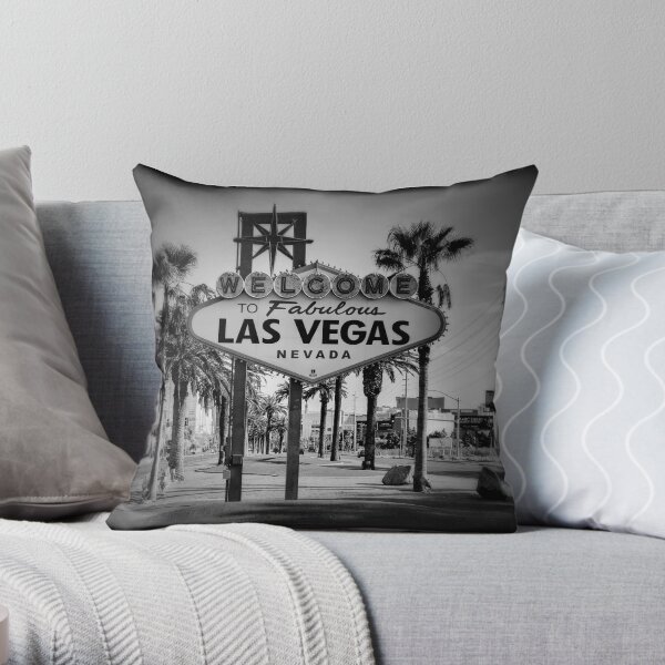 Welcome To Las Vegas Sign Series 3 of 6 Holga Black and White Throw Pillow