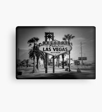 Welcome To Las Vegas Sign Series 3 of 6 Holga Black and White Metal Print