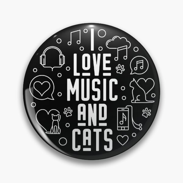 Artikelvorschau, Ich liebe Musik und Katzen, minimalistisches Design mit rundem Umriss, Musiknote und Katzenpfoten für Katzenbesitzer. Ich liebe meine Katze! entworfen und verkauft von venomousvector.