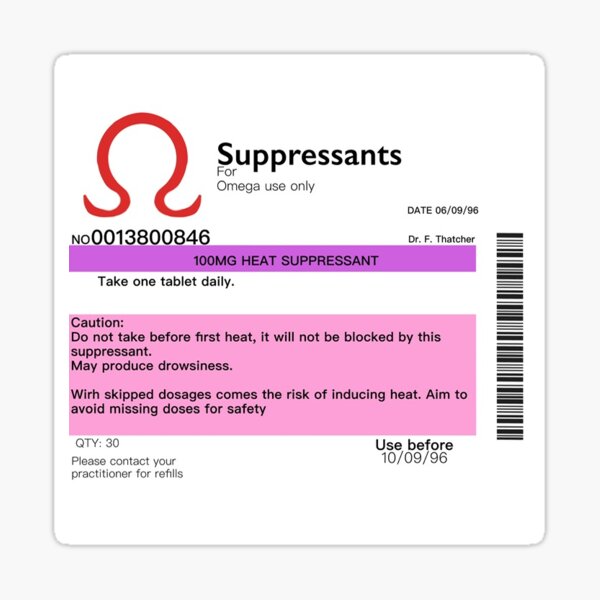 Item preview, ABO “heat suppressant” medication sticker designed and sold by xBabyBunnyx.
