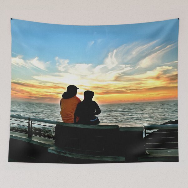 Item preview, Couple Enjoying Newport Oregon Coastal Sunset designed and sold by SeaChangeDesign.