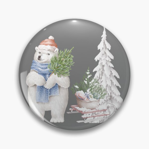 Item preview, A polar Christmas bear in snow, Christmas tree merry Christmas designed and sold by LionessLove.