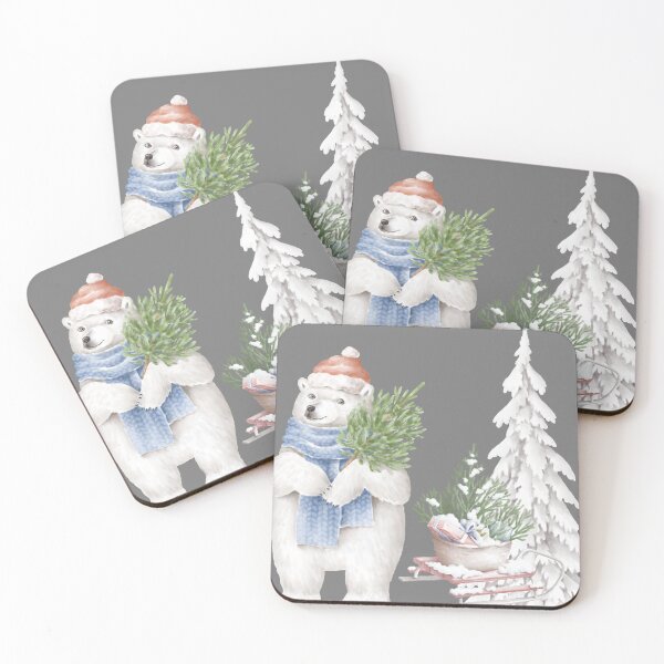 Item preview, A polar Christmas bear in snow, Christmas tree merry Christmas designed and sold by LionessLove.