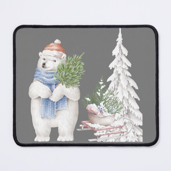 Item preview, A polar Christmas bear in snow, Christmas tree merry Christmas designed and sold by LionessLove.
