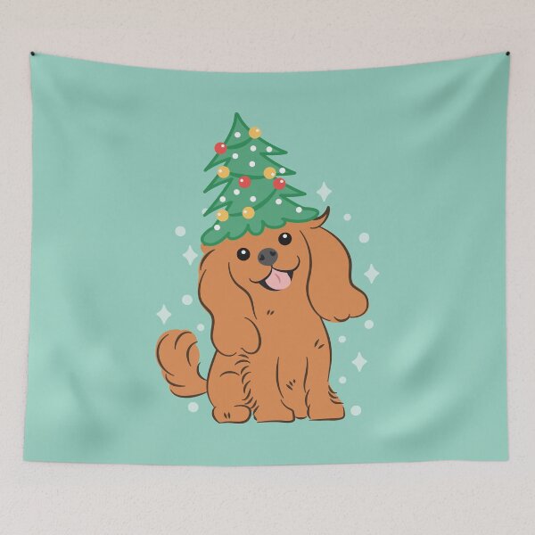 Item preview,  Merry Christmas! Ruby Cavalier King Charles Spaniel designed and sold by Lulupainting.