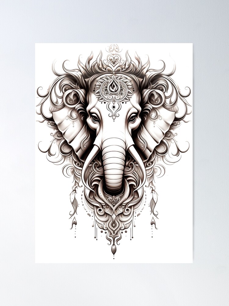 Minimalist One Line Elephant Head Tattoo Design | Noon Line Art