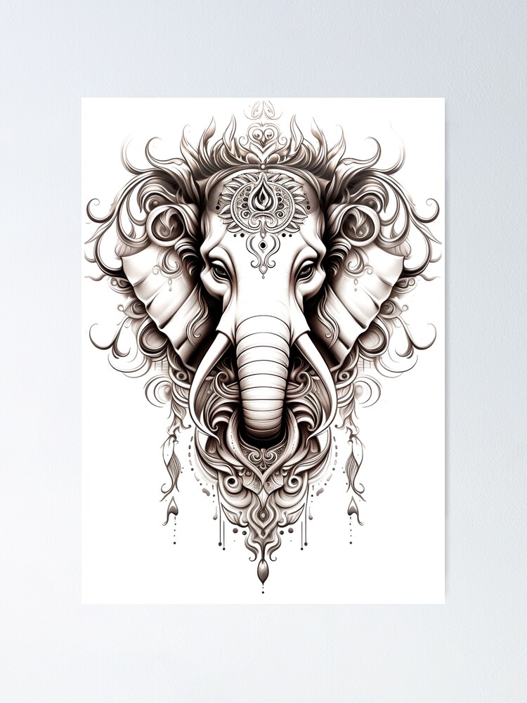 Elephant & Flowers Tattoo Majestic Nature-inspired Design Illustration Vol.  1 Instant Download Tattoo Design - Etsy