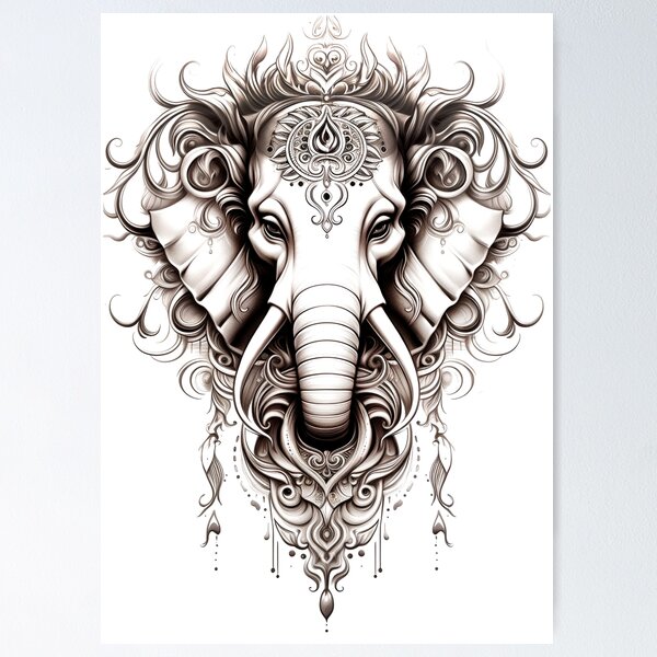 Vector Beautiful Elephant Face Tattoo Sketch Stock Vector (Royalty Free)  1145587223 | Shutterstock
