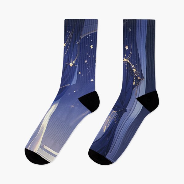 Item preview, Starlit Drapery: Elegant Curtain with Star Highlights designed and sold by PaintbrushPlace.