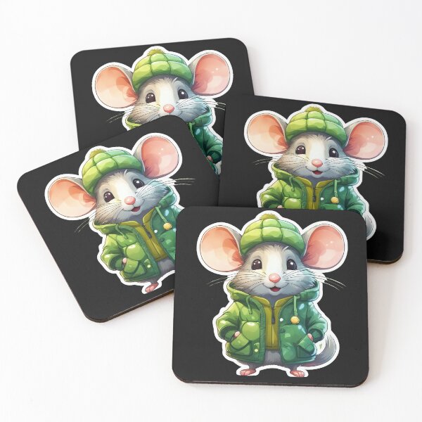 Item preview, Mouse in a green warm fluffy raincoat designed and sold by Bilisik.