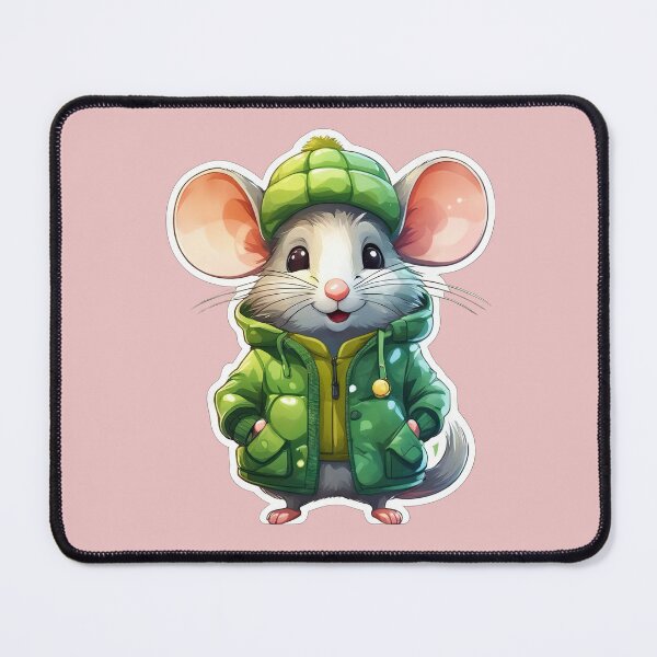 Item preview, Mouse in a green warm fluffy raincoat designed and sold by Bilisik.