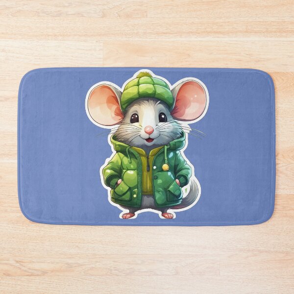 Item preview, Mouse in a green warm fluffy raincoat designed and sold by Bilisik.