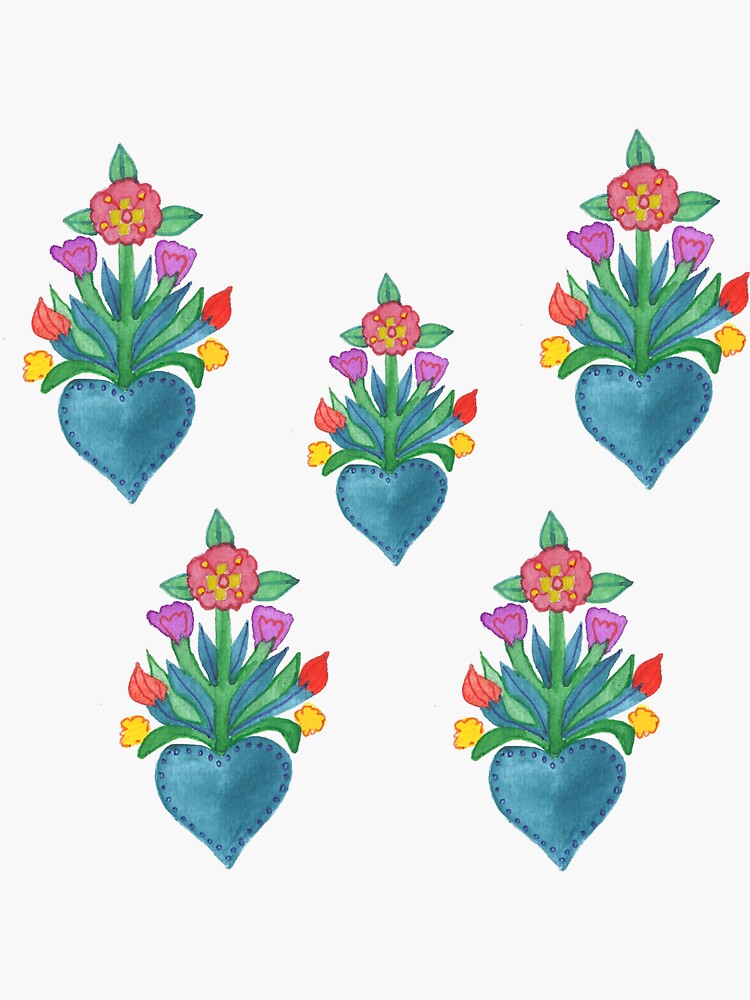 Flaming hearts blooms watercolor set by shoshannahscrib