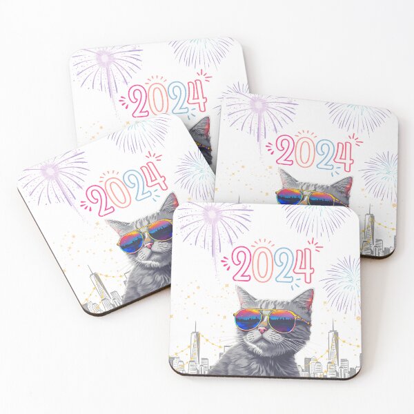 Item preview, Cool Cat Welcomes 2024 designed and sold by ALITTLETOWN.