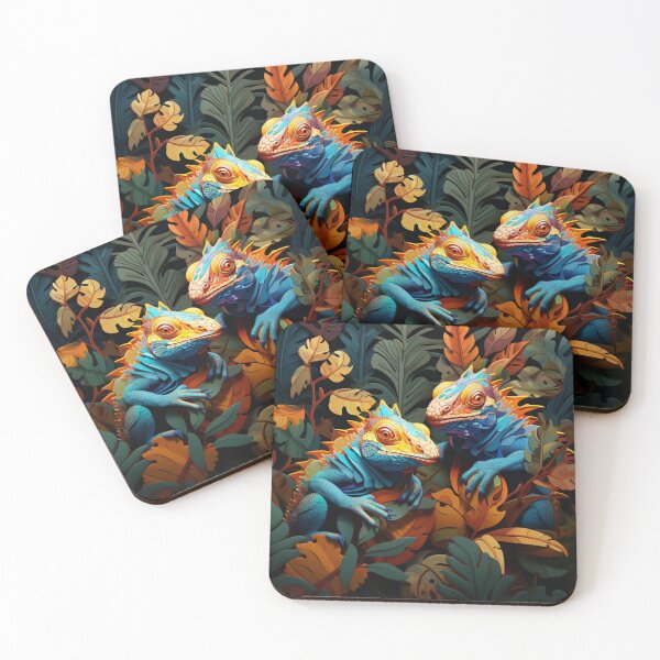 Item preview, 3d colorful lizards sitting in foliage designed and sold by aiphotosart.