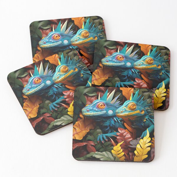 Item preview, 3d colorful lizards sitting in foliage designed and sold by aiphotosart.