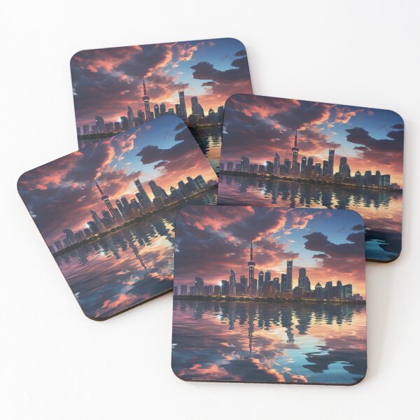 Item preview, City Lights Reflect on Urban Skyscrapers at Sunset designed and sold by Domitian Tincaba.