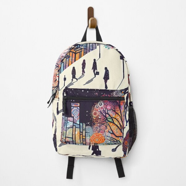 Item preview, Color splash art depicting groups of people and trees in the city designed and sold by Natcharee.